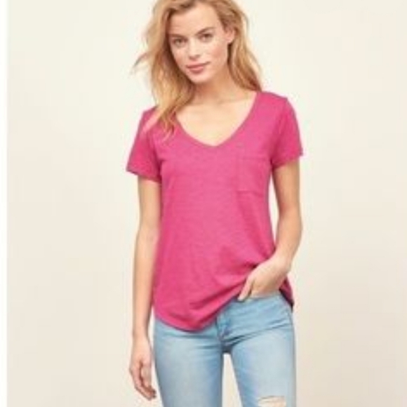Abercrombie & Fitch Tops - Abercrombie & Fitch Pink Essentials V Neck T Shirt